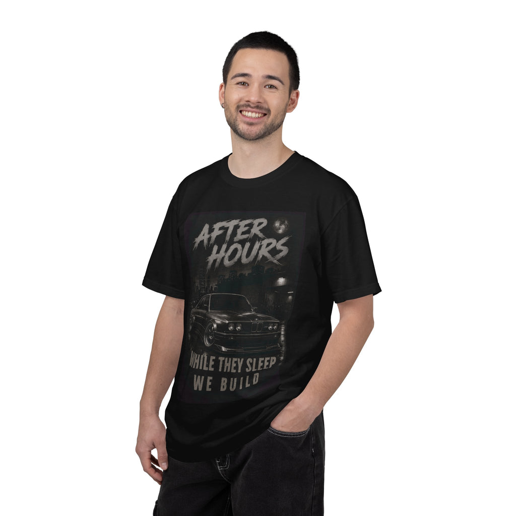 DAW After Hours Car Crew T-Shirt — "After Hours: While They Sleep We Build" Automotive Tee