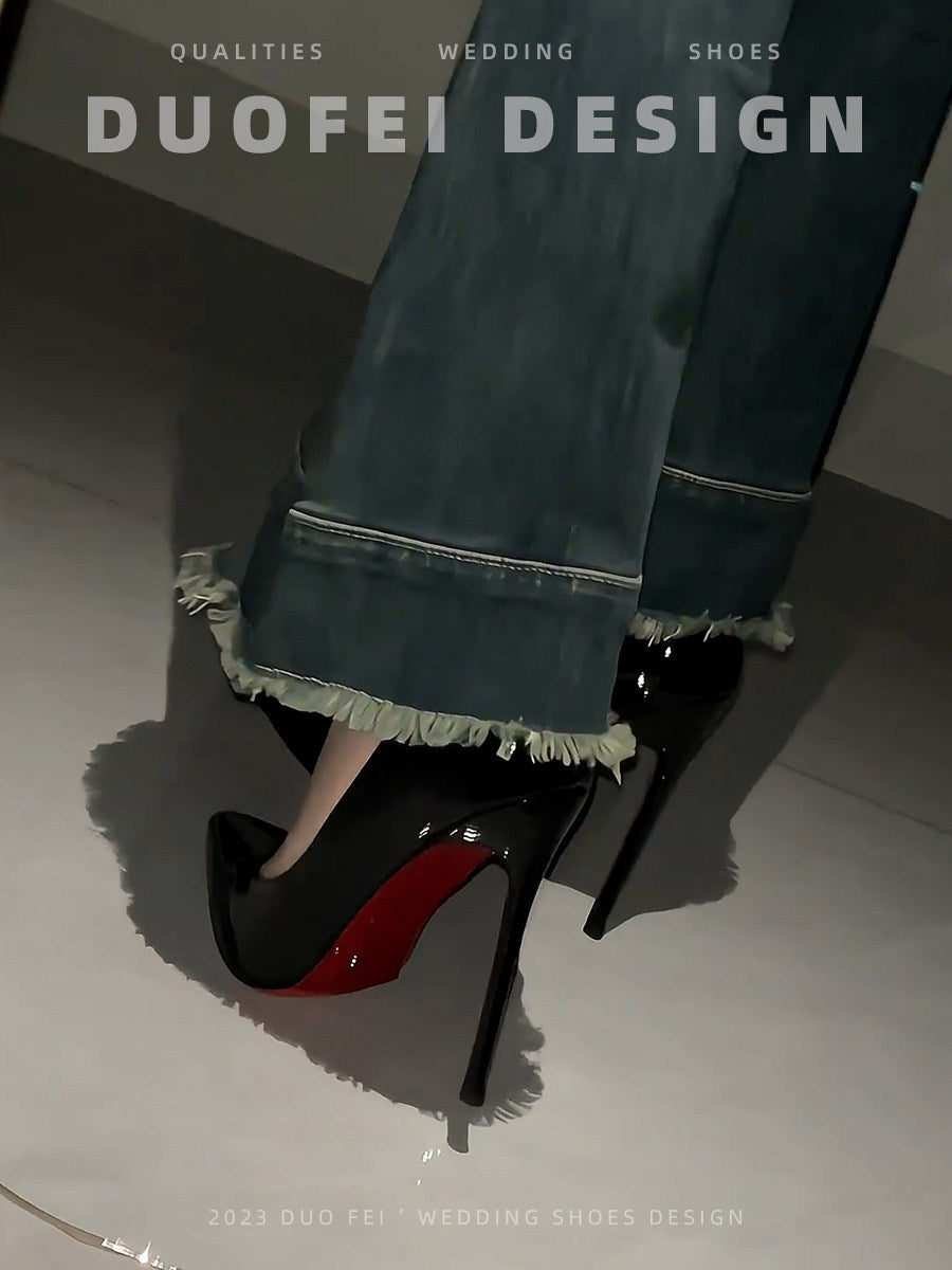 Red-Sole Pointed-Toe Stiletto Heels | Black & Nude